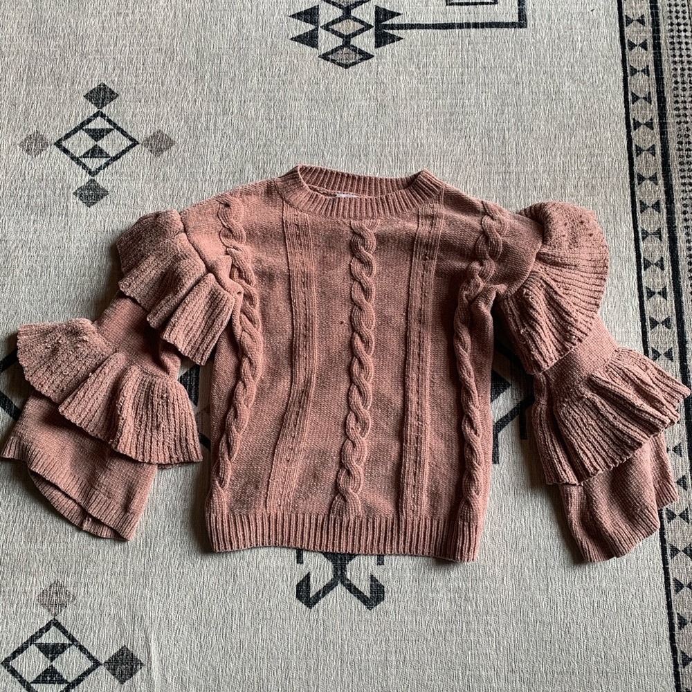 Pink Fan Out Sleeve Sweater